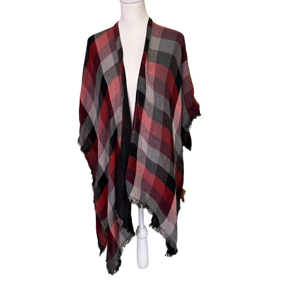 burgundy plaid scarf nwt womens large